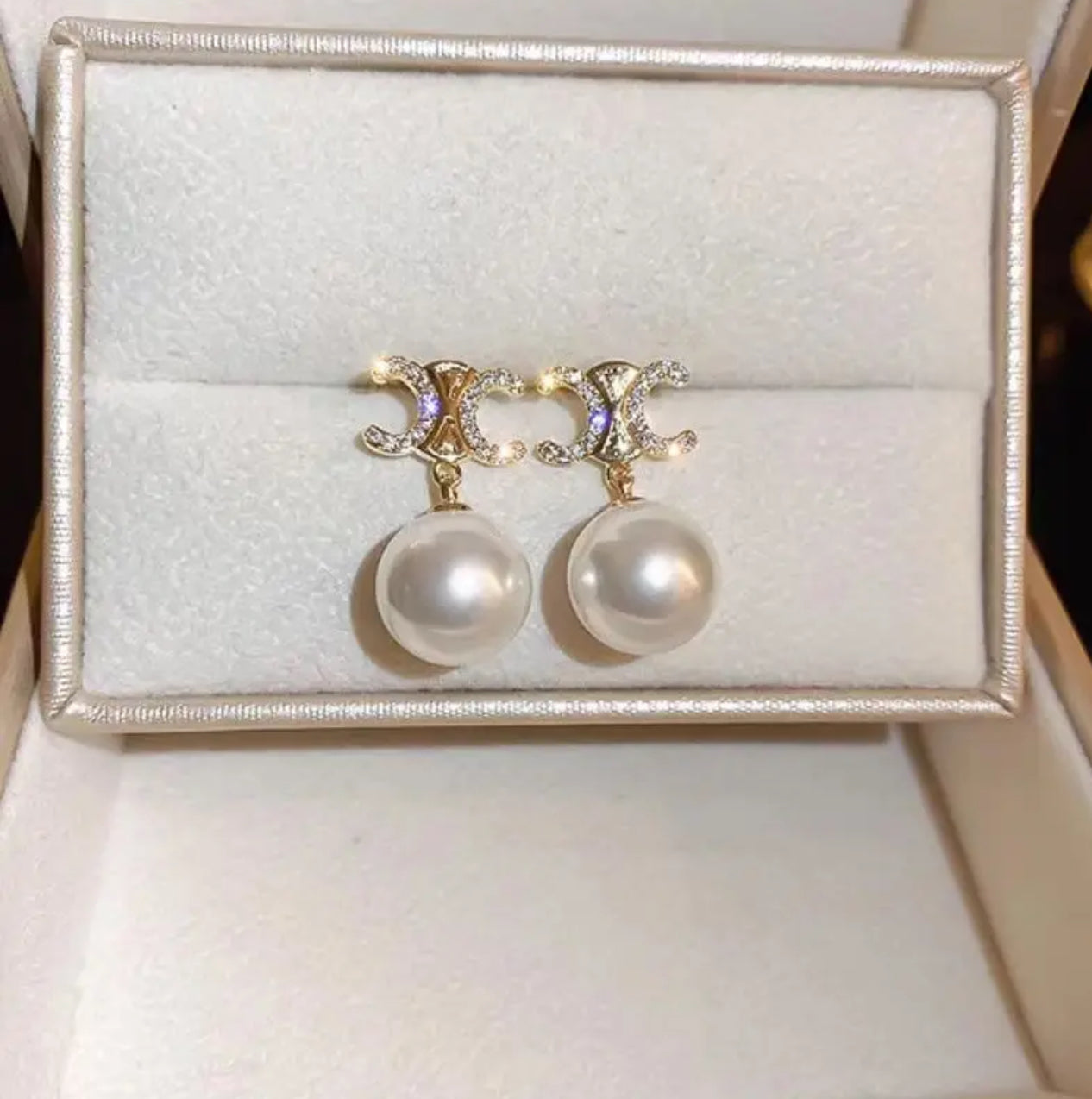 CC diamond stud earrings