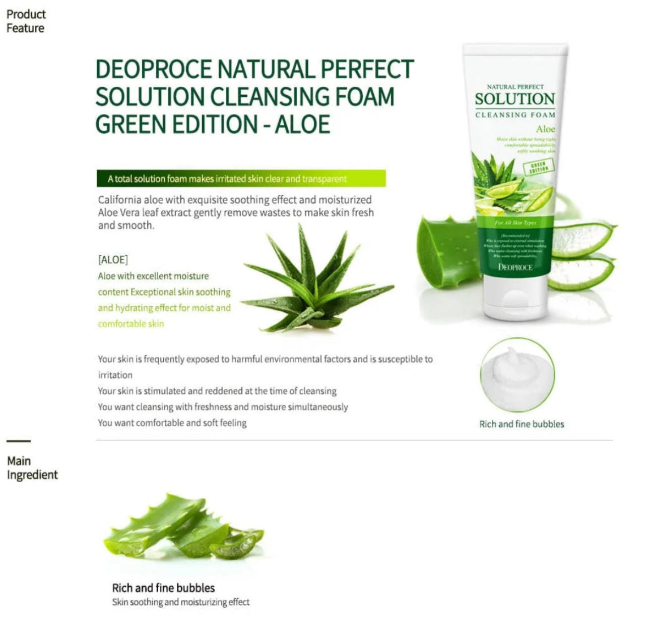 Natural Perfect Solution Cleansing Foam Aloe (170g)