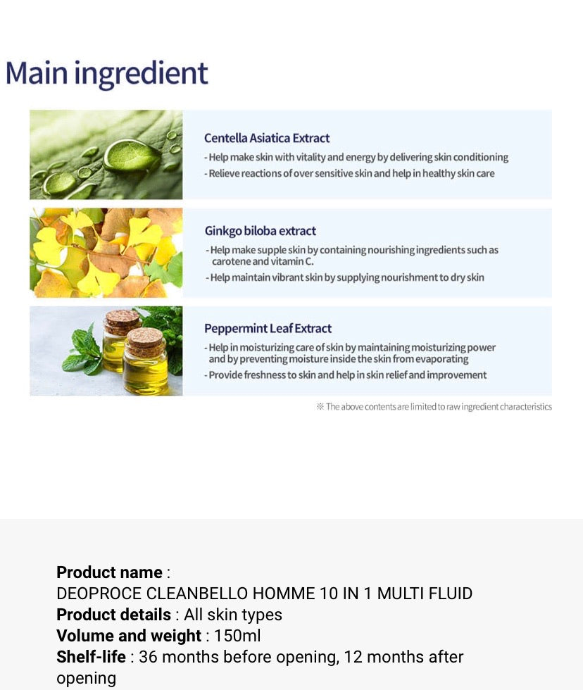 CLEANBELLO HOMME 10 in 1 MULTI FLUID