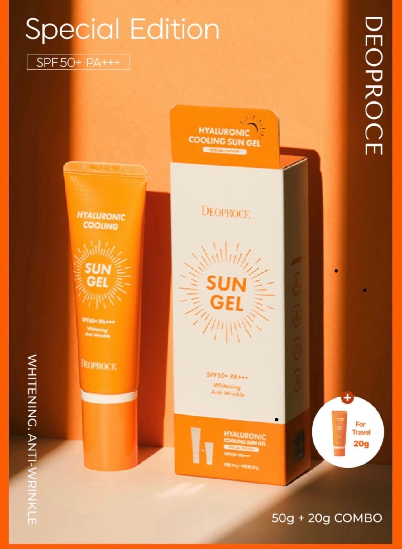 [Deoproce] Hyaluronic Cooling Sun Gel Special Edition SPF50+ PA+++ 50ml + 20ml
