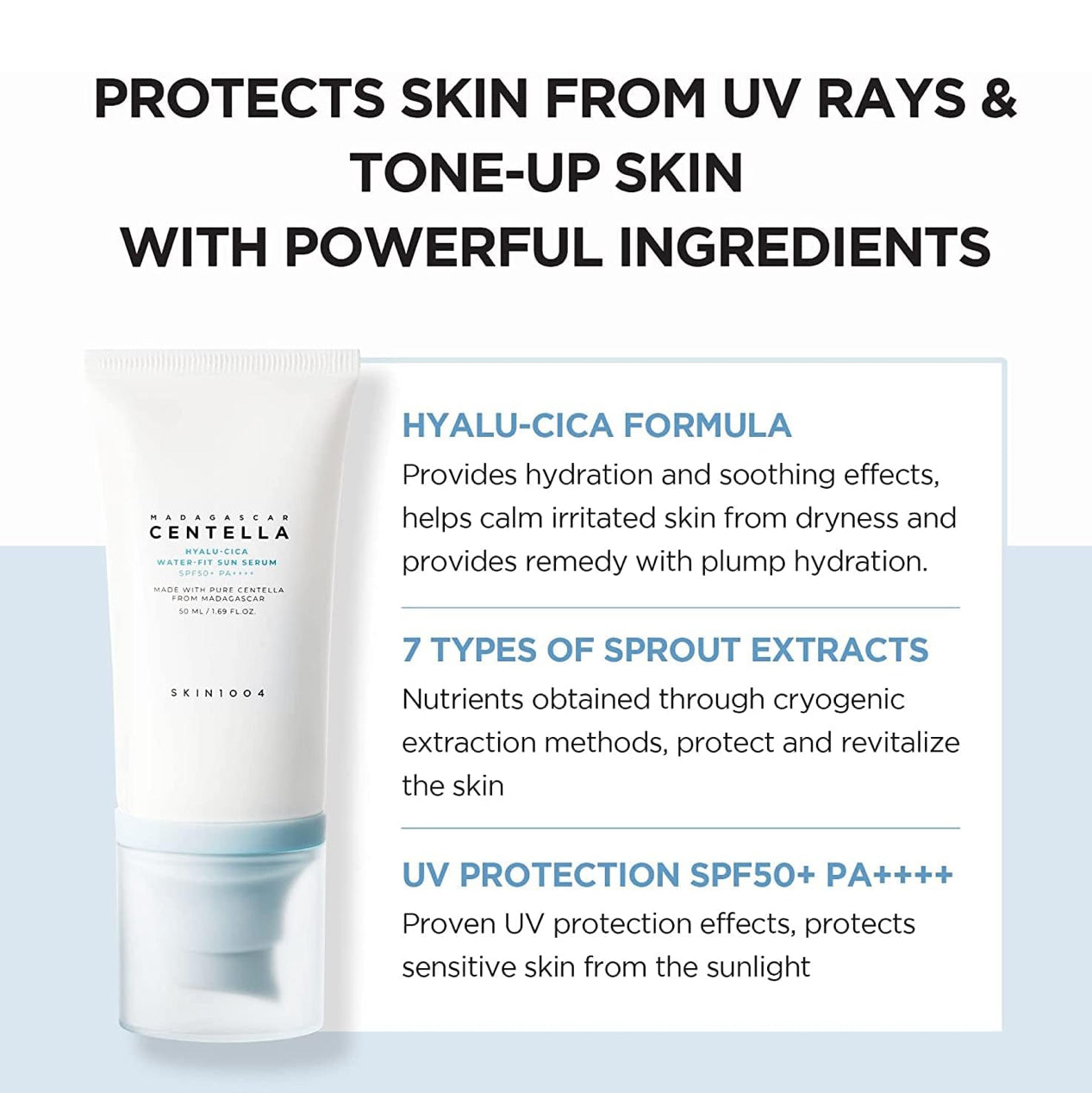 [SKIN1004] Hyalu-Cica Water-Fit Sun Serum SPF50+ PA++++ (50ml)