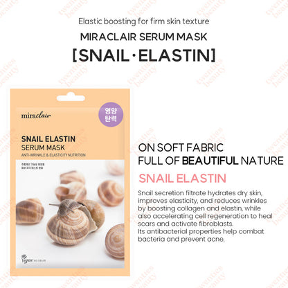[miraclair] Snail Elastin Serum Mask (10 Sheets)