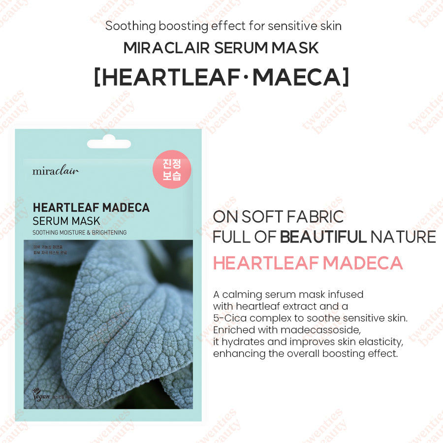 [miraclair] Heartleaf Madeca Serum Mask (10 Sheets)