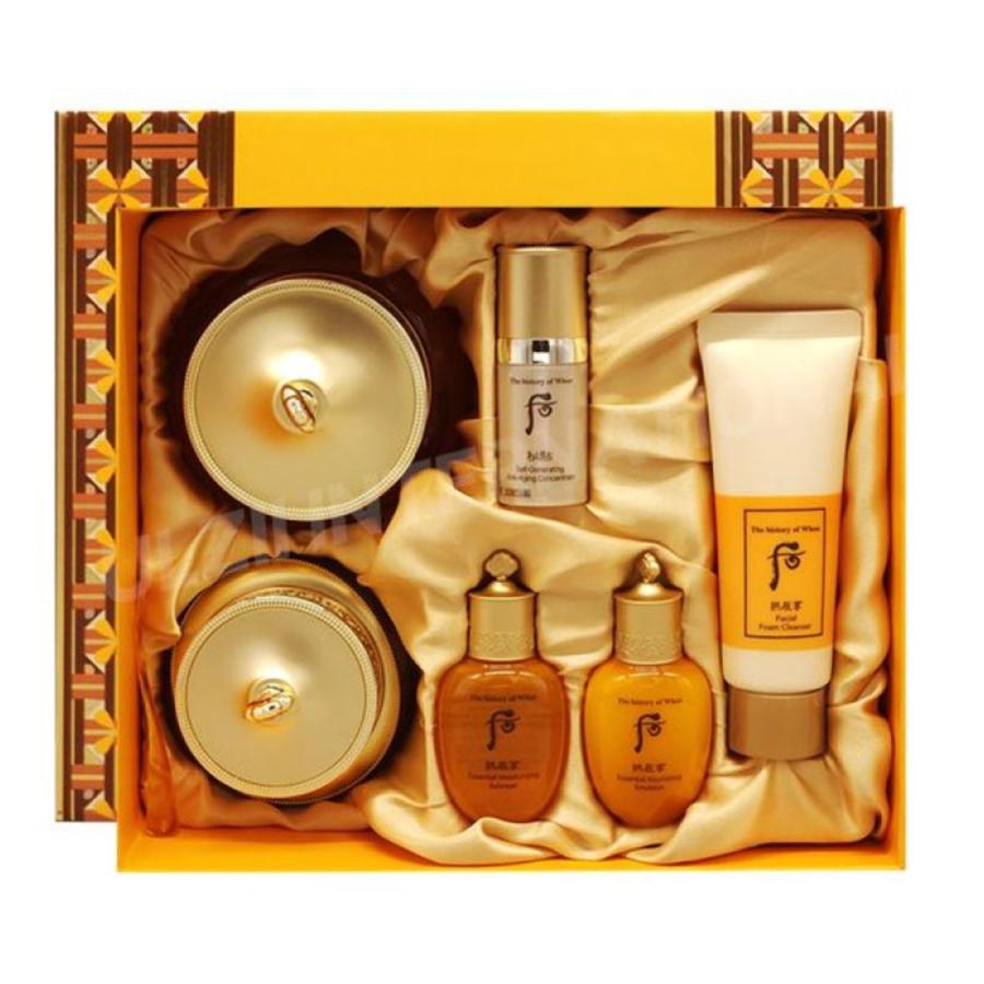 The History of Whoo Gongjinhyang Intensive Nutritive Cream Set 75ml + 30ml with toner, emulsion, foam cleanser and essence