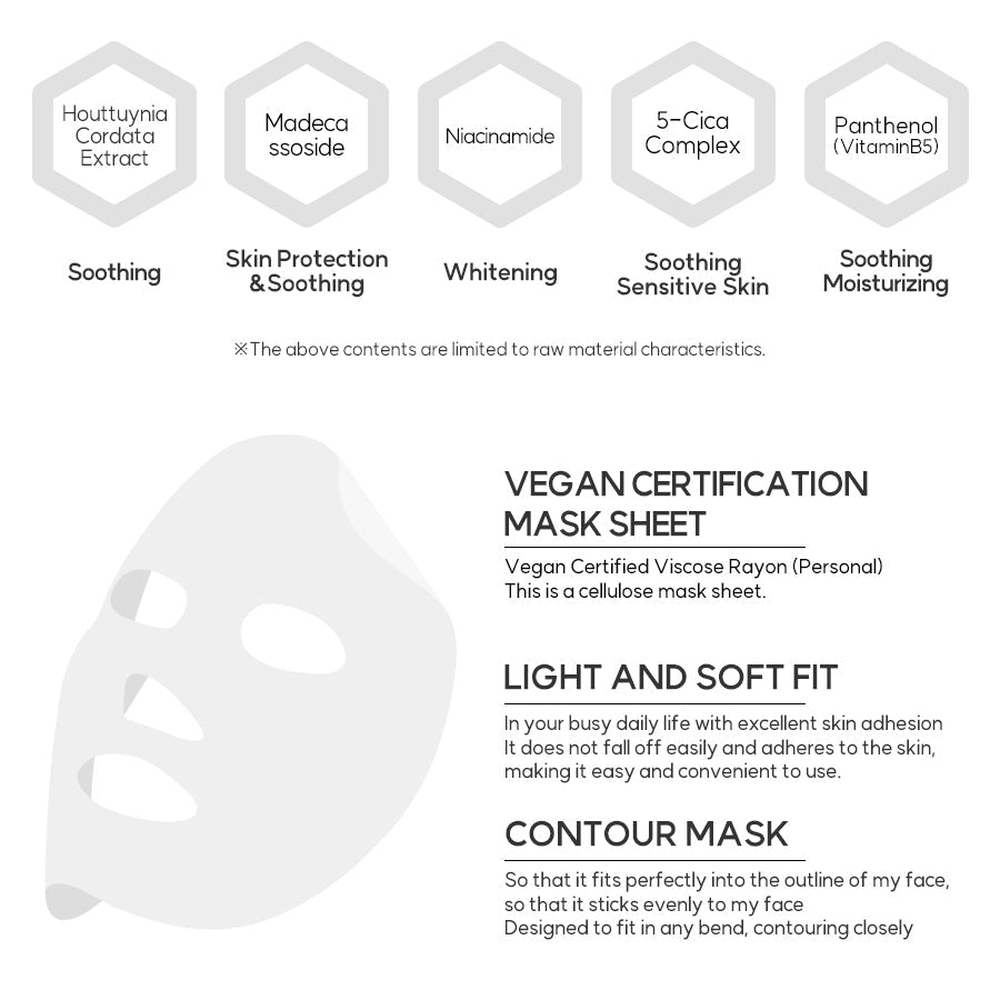 [miraclair] Heartleaf Madeca Serum Mask (10 Sheets)