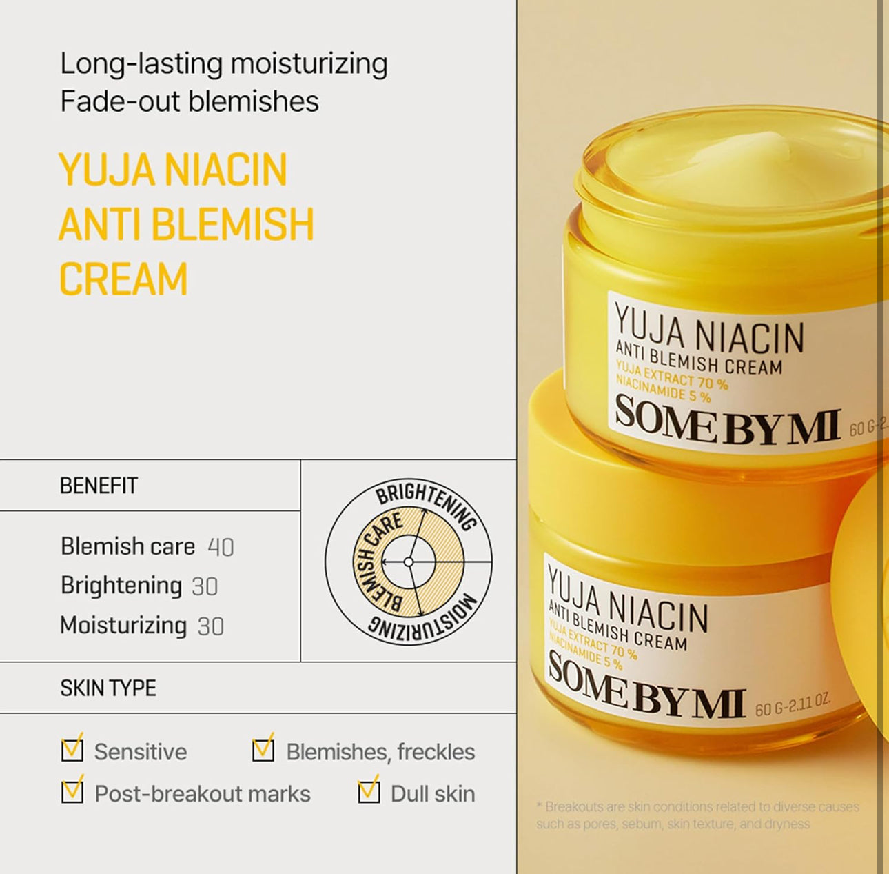 [SOME BY MI] Yuja Niacin Anti-Blemish Cream (60g)