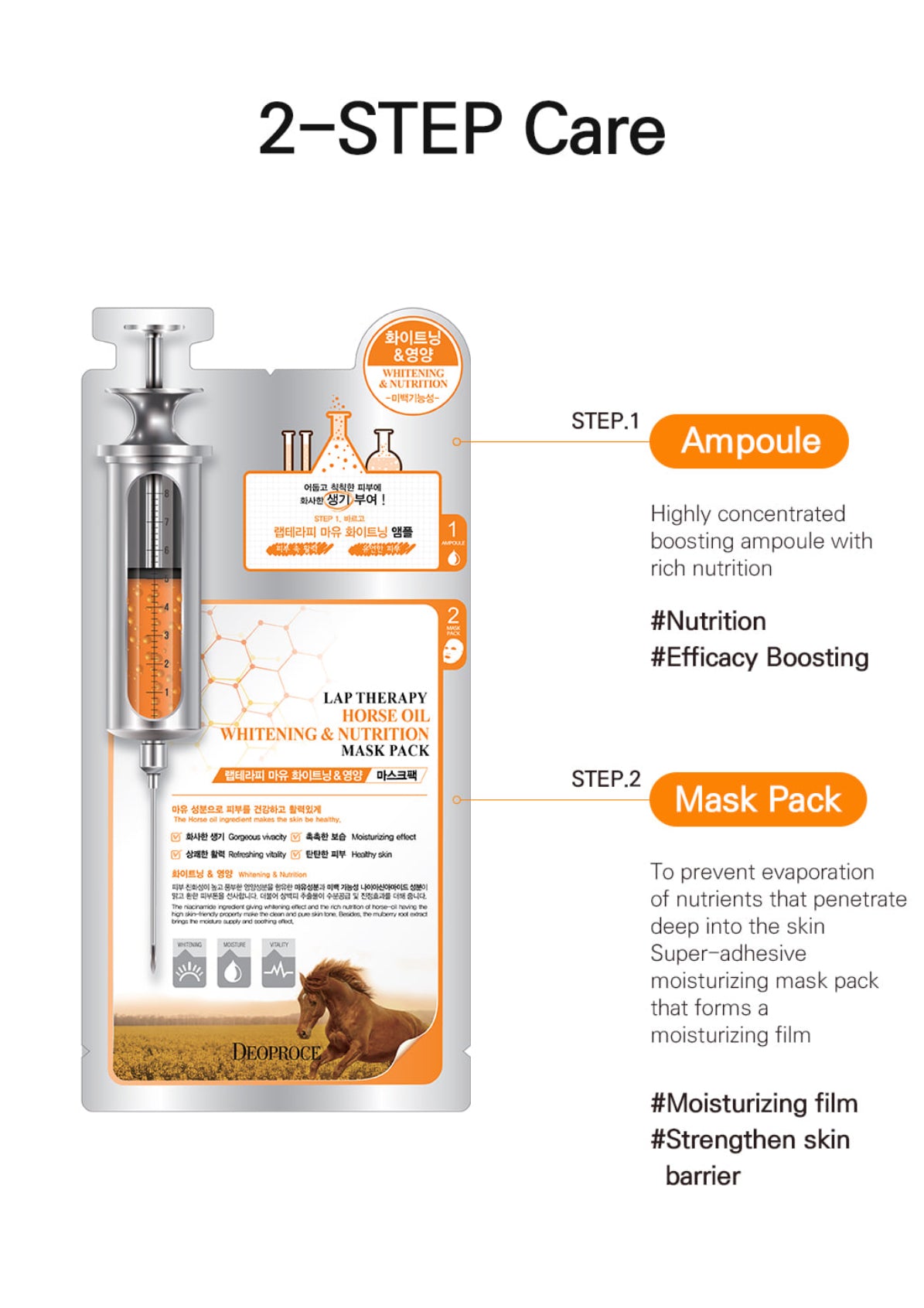 [Deoproce] Lab Therapy 2 Step Mask Pack Horse Oil Whitening & Nutrition (25ml*5)
