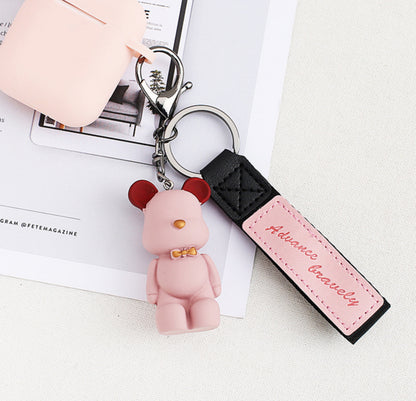 [Key Ring] Matt Bear Leather Strap Keyring