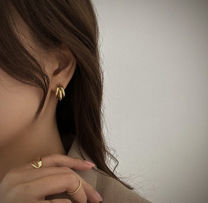[Earrings]Triple Ring Earrings (silver pin)1.6cm