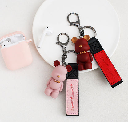 [Key Ring] Matt Bear Leather Strap Keyring