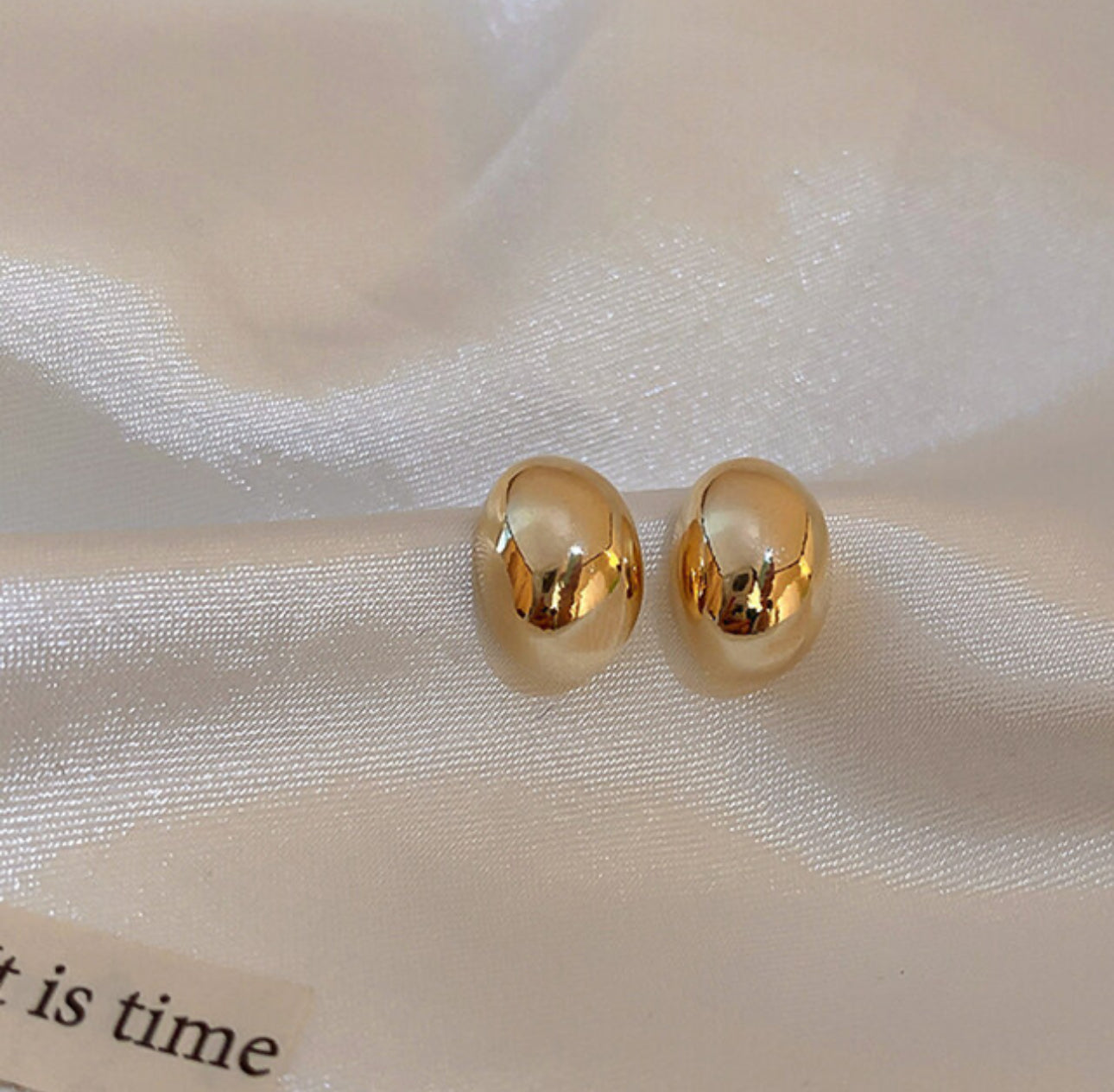 [Earrings]Bean Bold Earrings (silver pin,EP)0.8x1.2cm