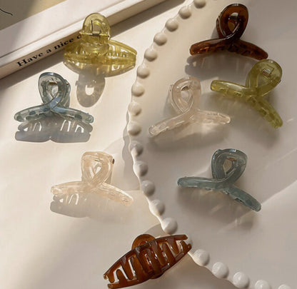 [Hair Claw] Warm Tone Color, Translucent, Glossy, Twist , mini 4.5x2.5cm