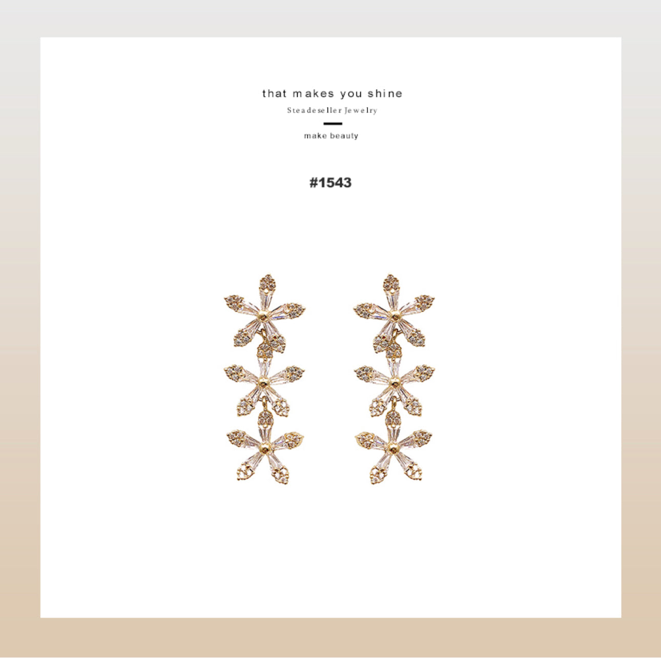 [Earrings] Triple Flower Earrings(Silver pin)1x4.2cm