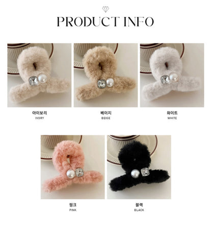 [Hair Claw] cubic,pearl,fur #middle 9x6cm
