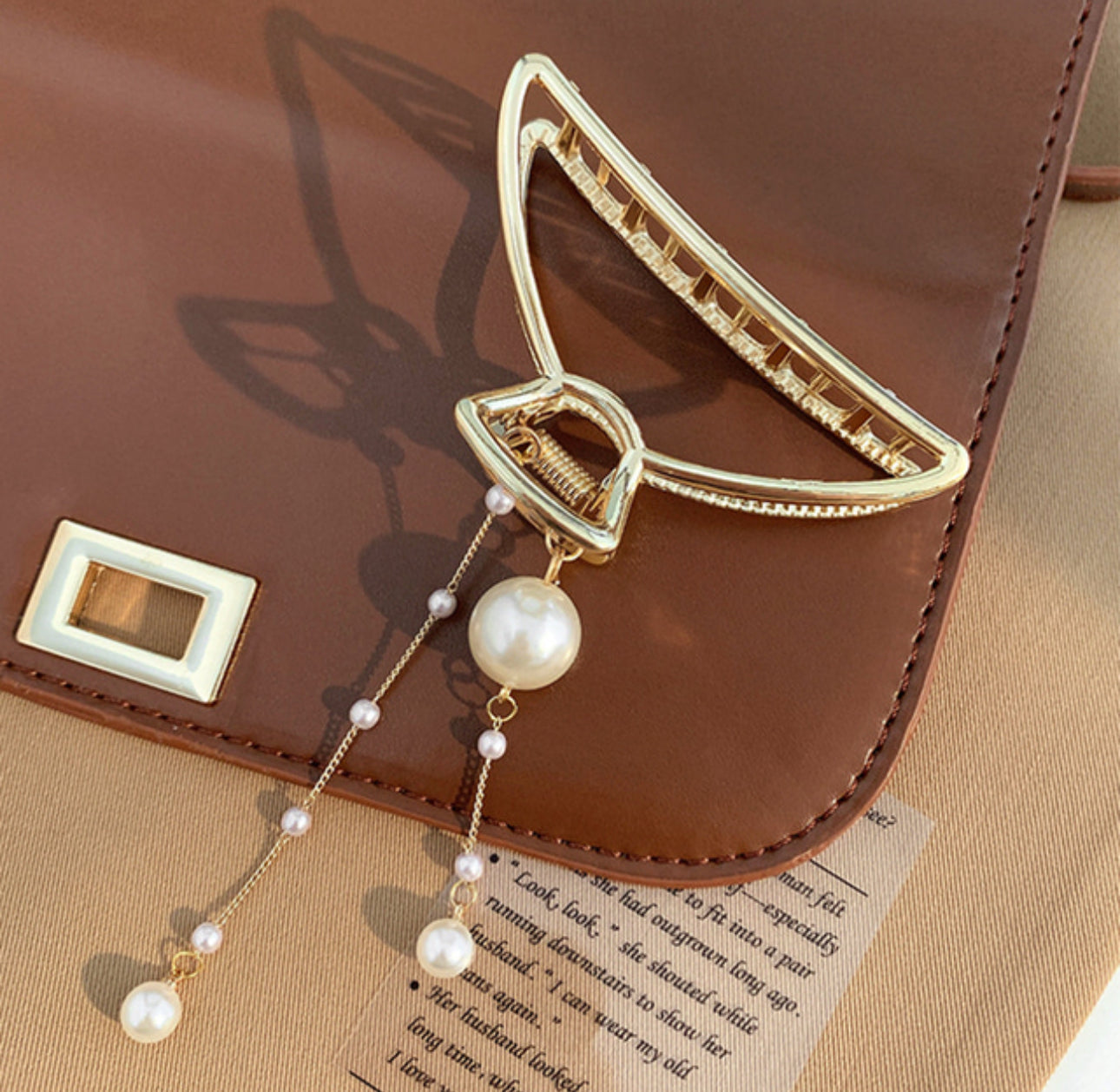 [Hair Claw]Pearl Drop 7.5x4.5cm