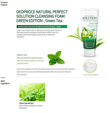 [Deoproce] Natural Perfect Solution Cleansing Foam Green Tea (170g)