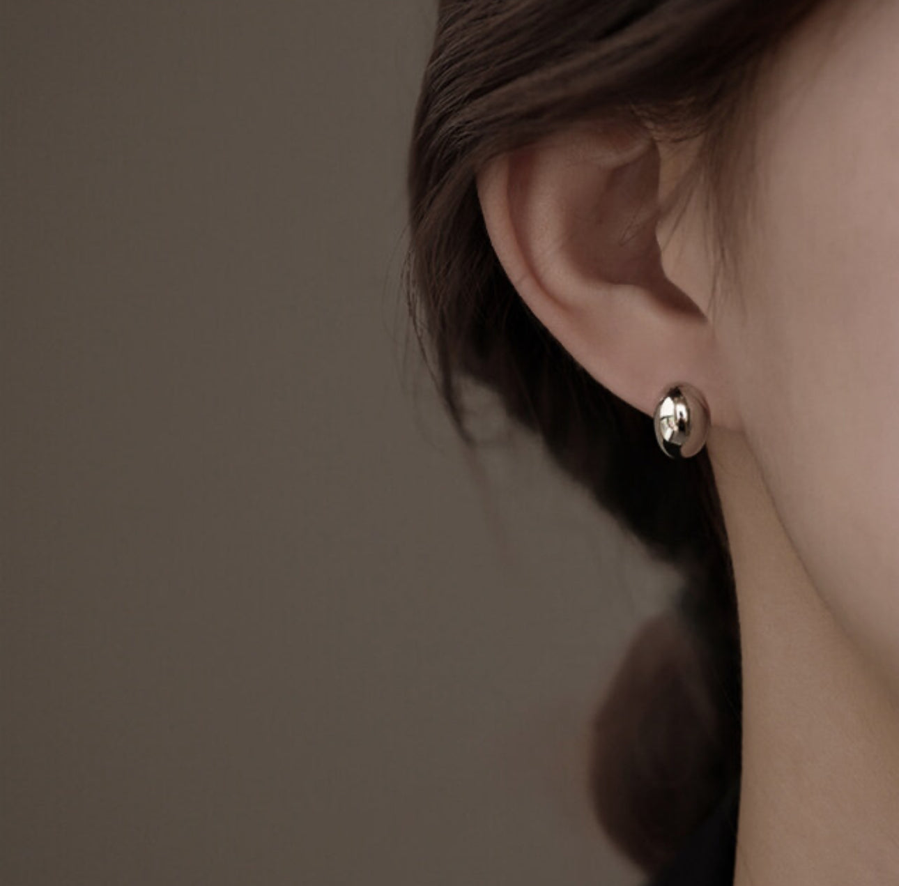 [Earrings]Bean Bold Earrings (silver pin,EP)0.8x1.2cm