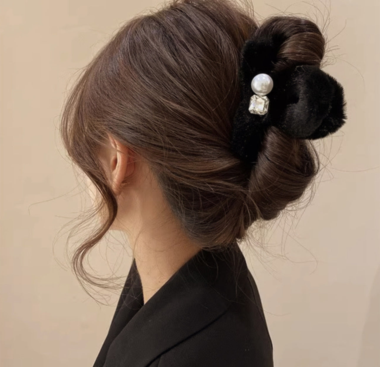 [Hair Claw] cubic,pearl,fur #middle 9x6cm