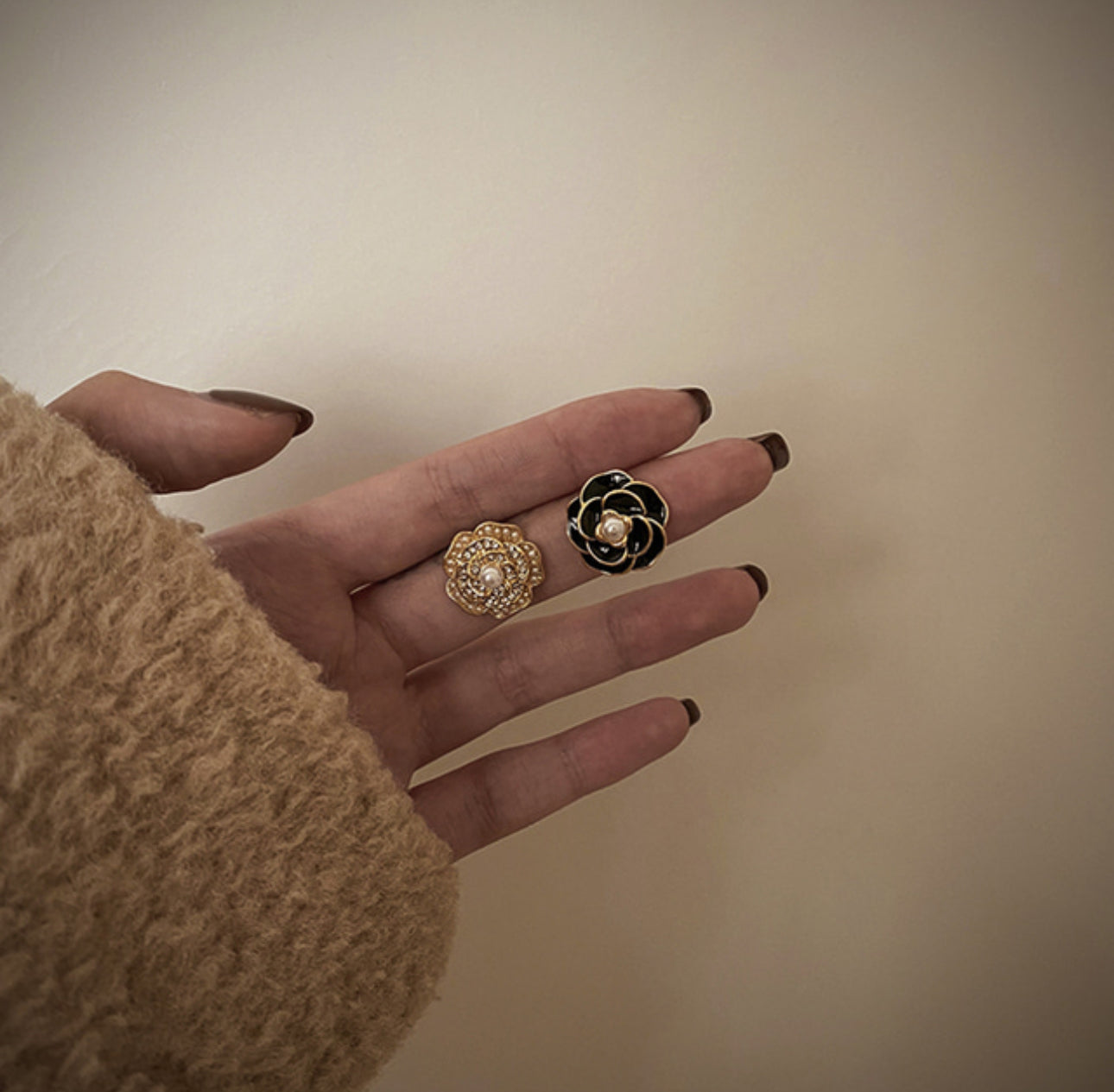 [Earrings]Bold Flower Earrings (silver pin) 1.8cm