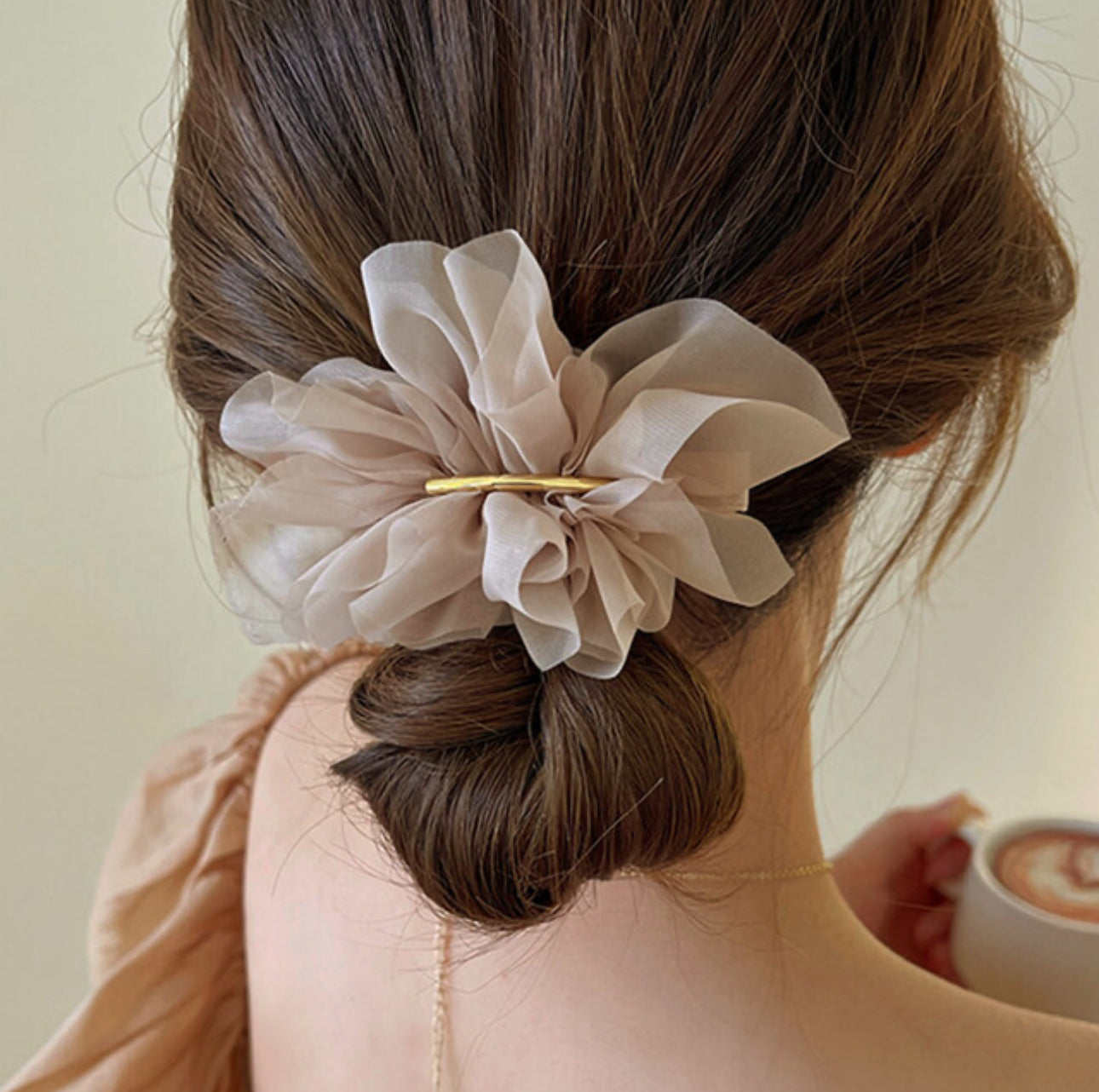 [Hair Clip] Chiffon,Shirring 8.5x8cm