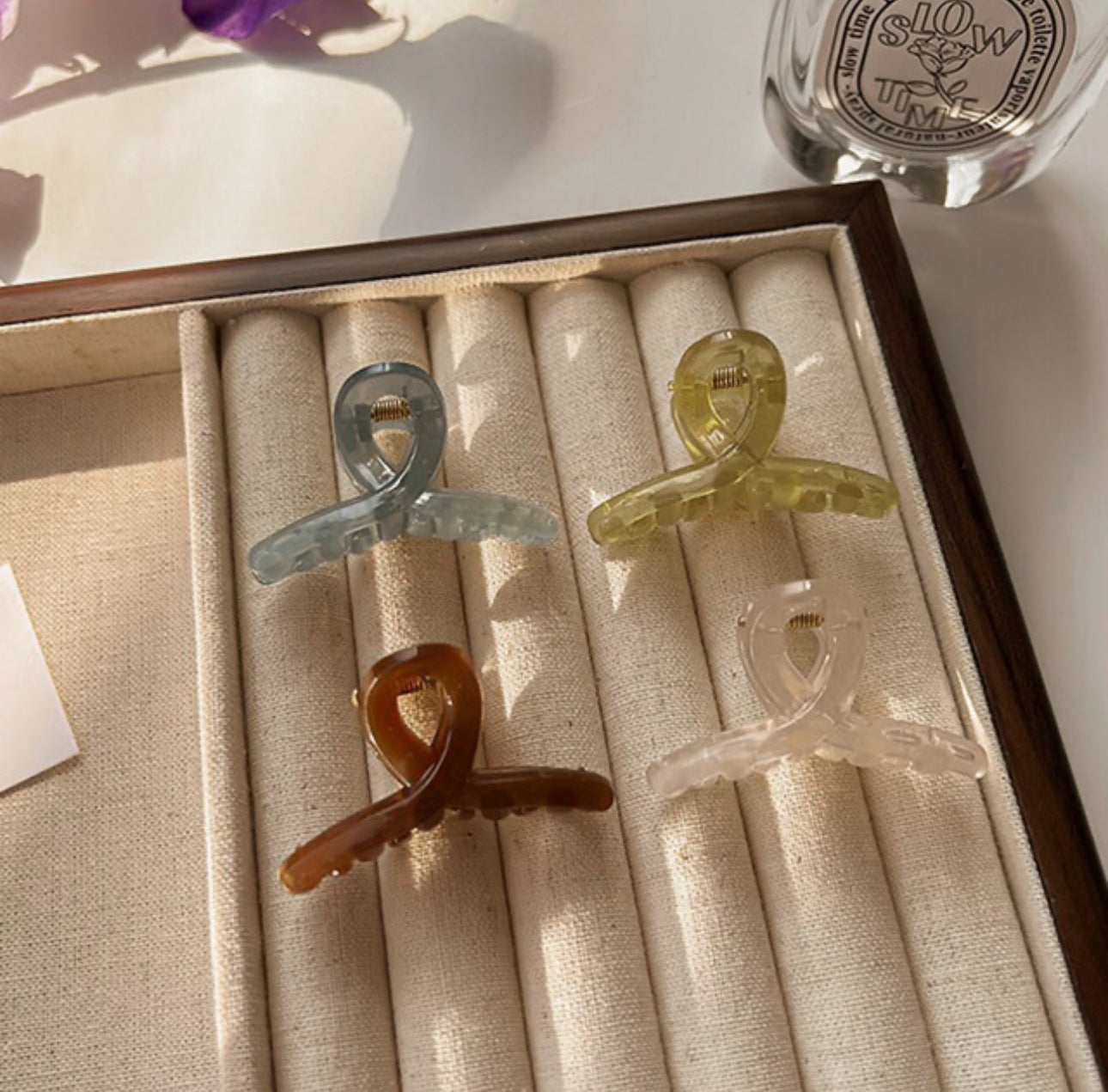 [Hair Claw] Warm Tone Color, Translucent, Glossy, Twist , mini 4.5x2.5cm