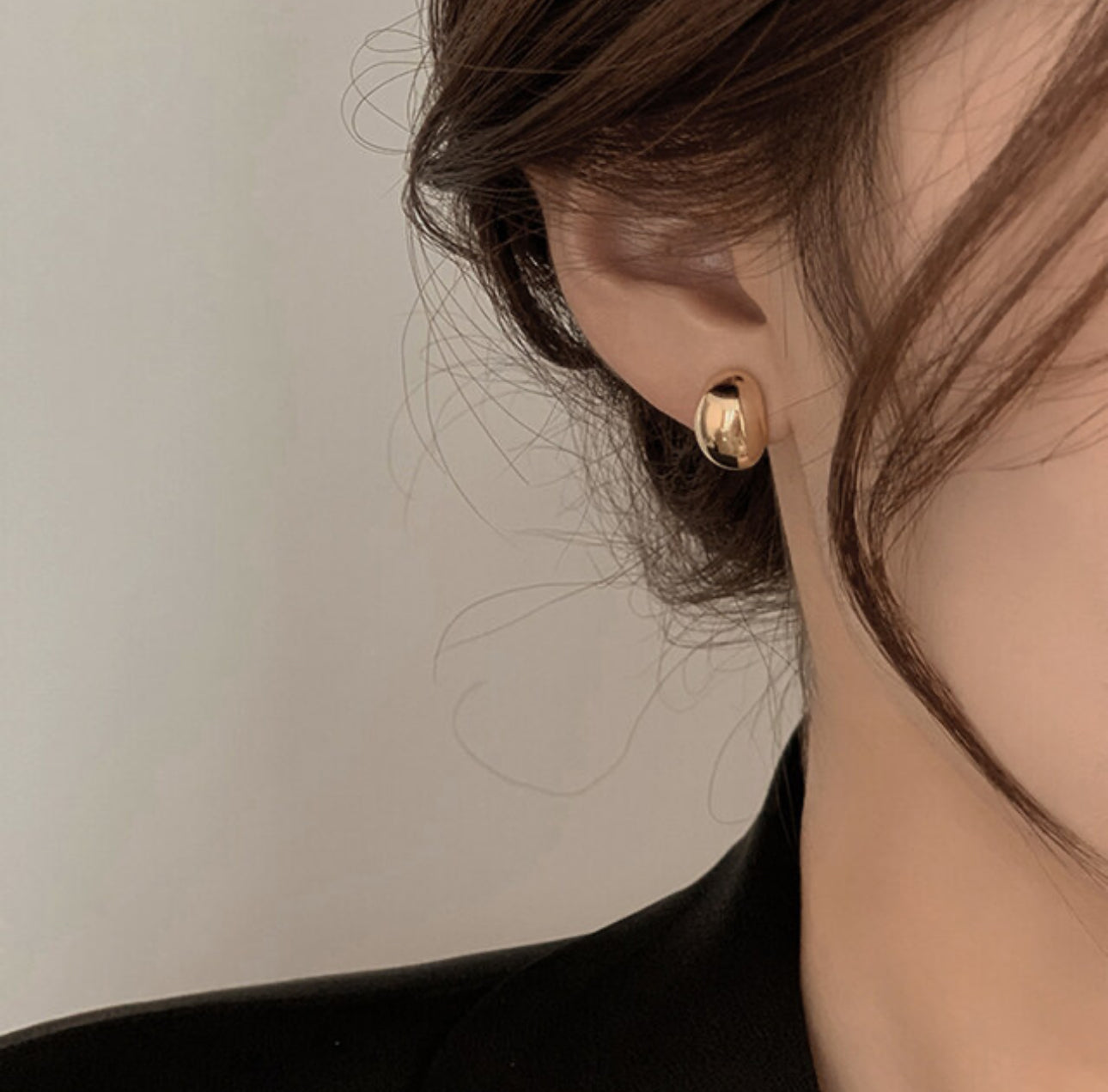 [Earrings]Bean Bold Earrings (silver pin,EP)0.8x1.2cm