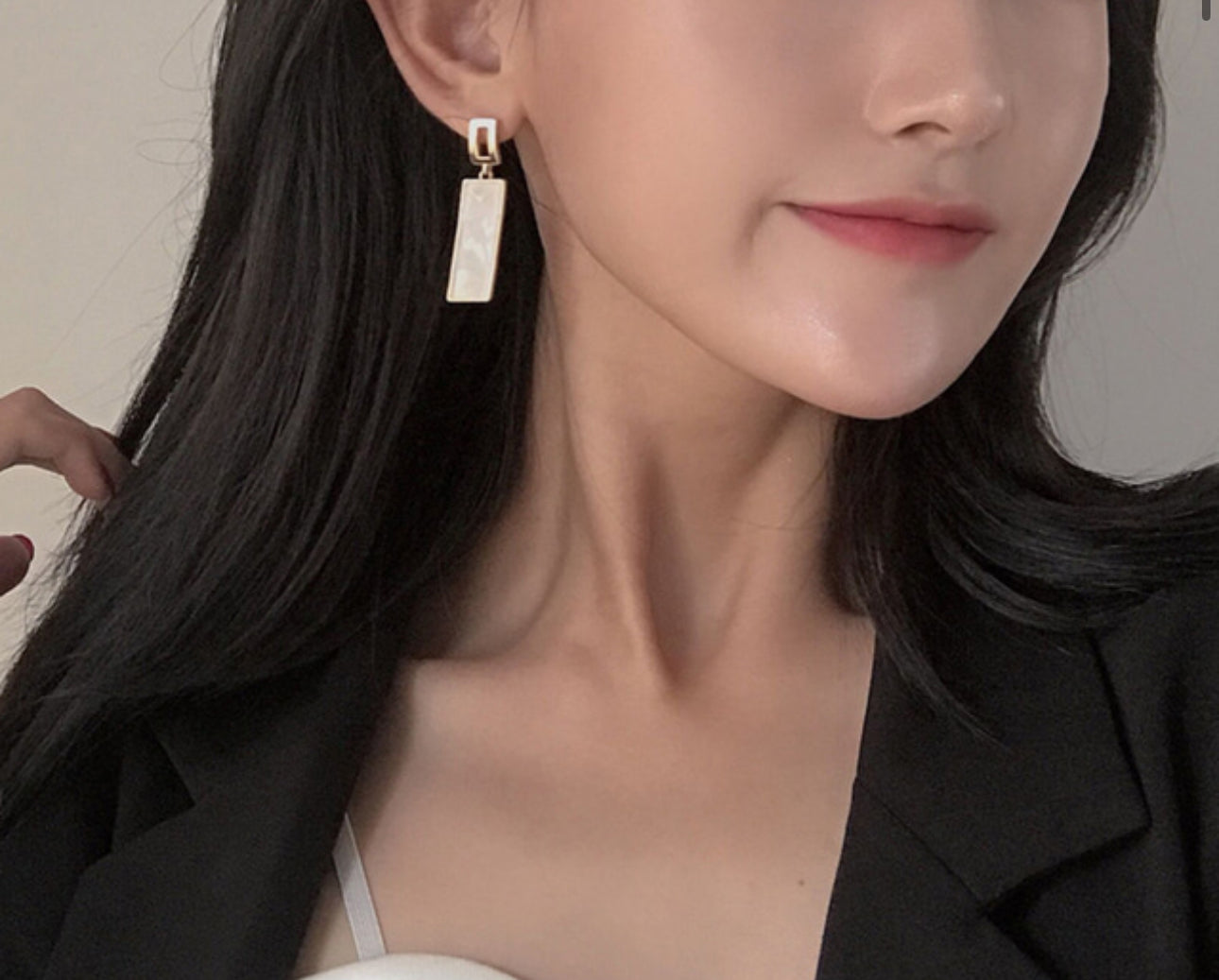 [Earrings]Square drop earrings 1x4.5cm