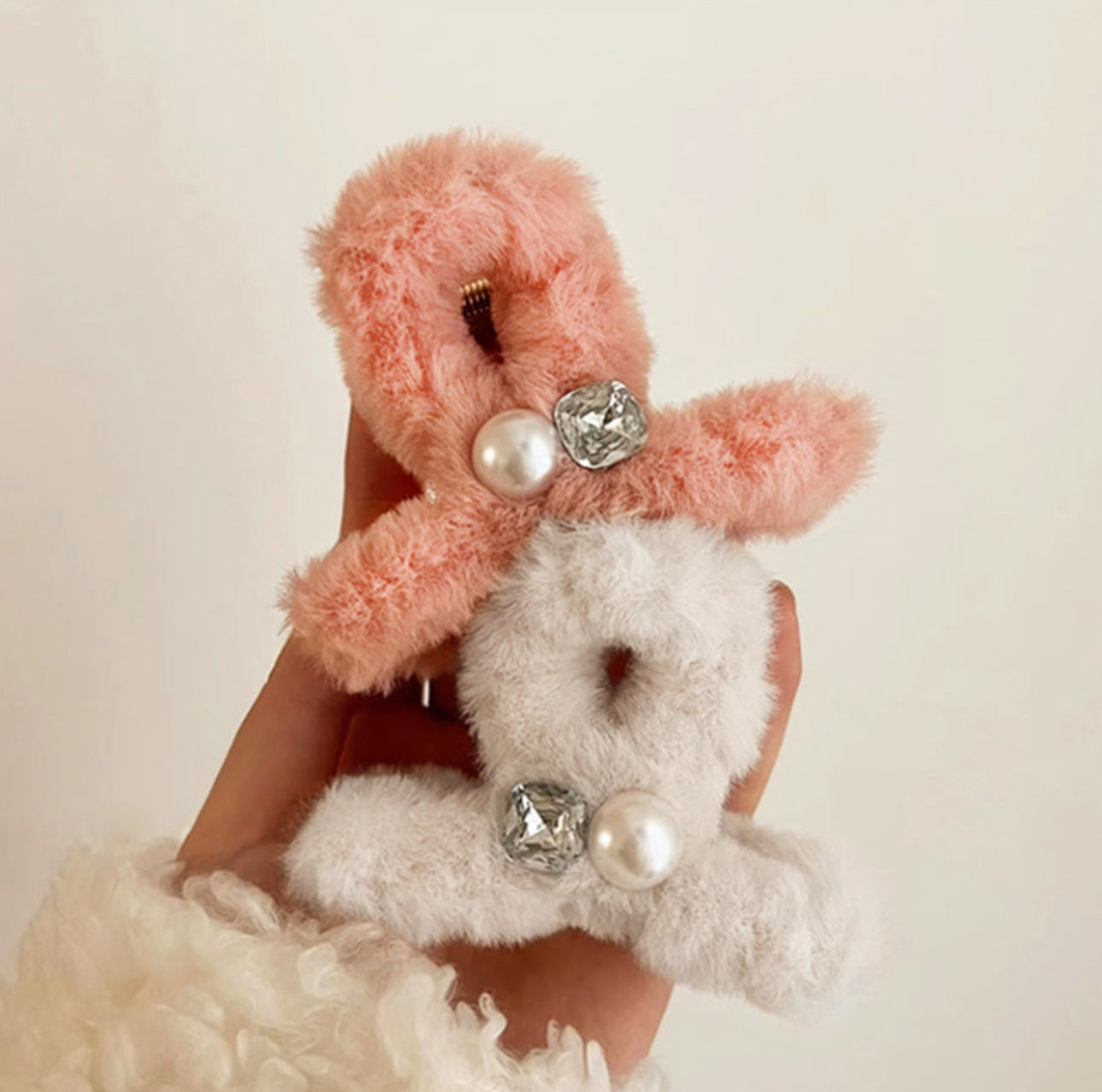 [Hair Claw] cubic,pearl,fur #middle 9x6cm