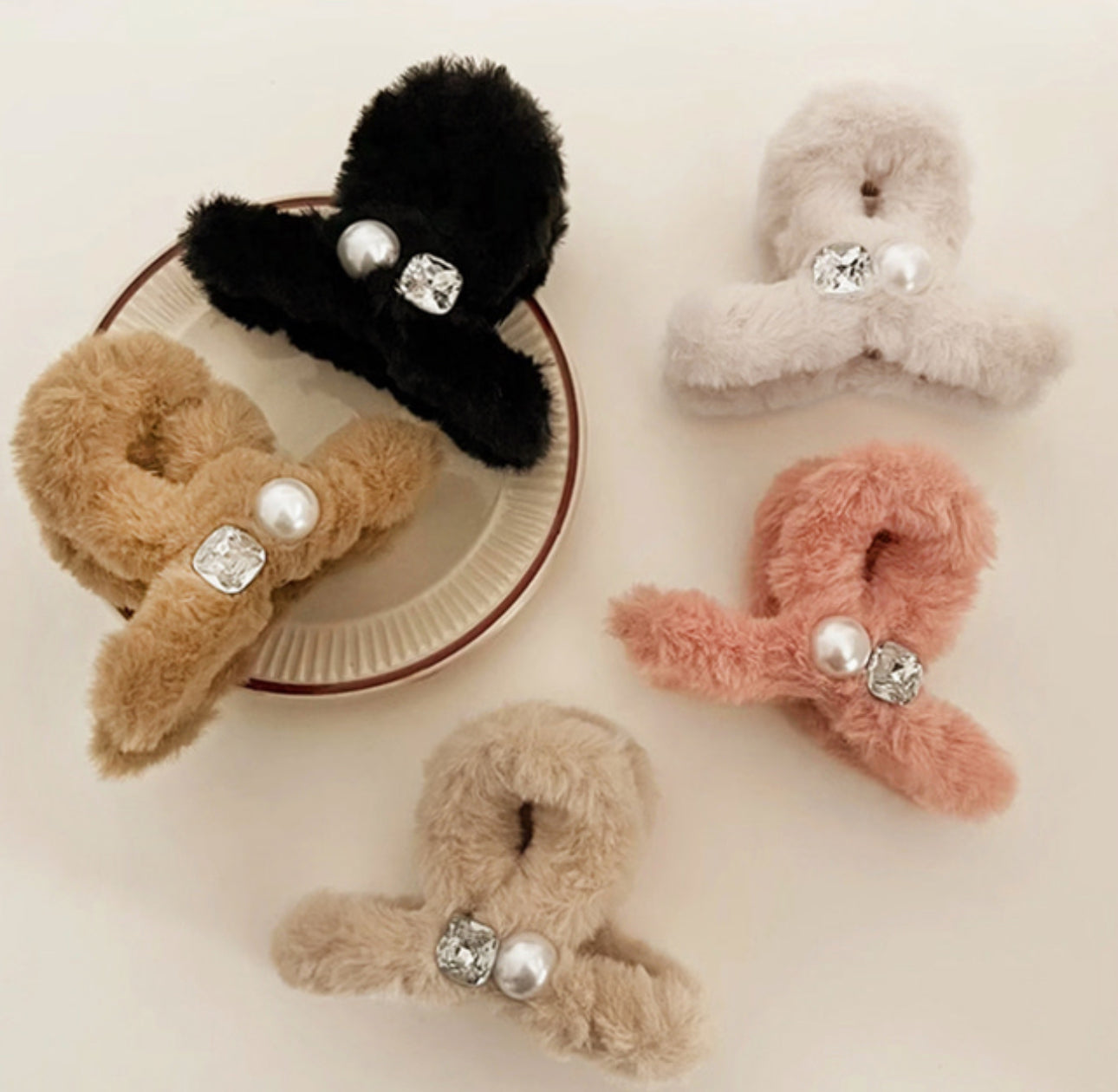 [Hair Claw] cubic,pearl,fur #middle 9x6cm