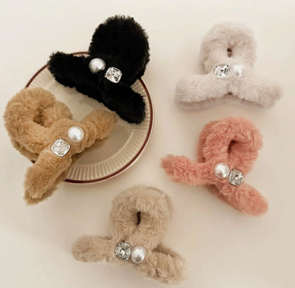 [Hair Claw] cubic,pearl,fur #middle 9x6cm