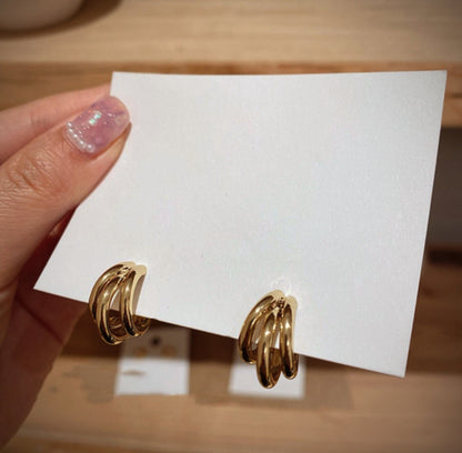 [Earrings]Triple Ring Earrings (silver pin)1.6cm