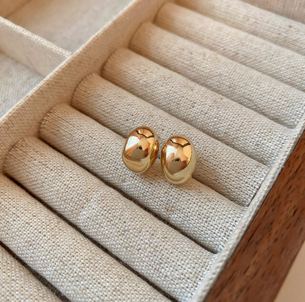 [Earrings]Bean Bold Earrings (silver pin,EP)0.8x1.2cm