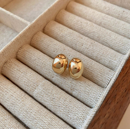 [Earrings]Bean Bold Earrings (silver pin,EP)0.8x1.2cm