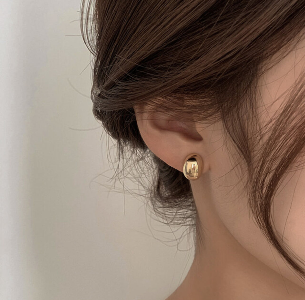 [Earrings]Bean Bold Earrings (silver pin,EP)0.8x1.2cm