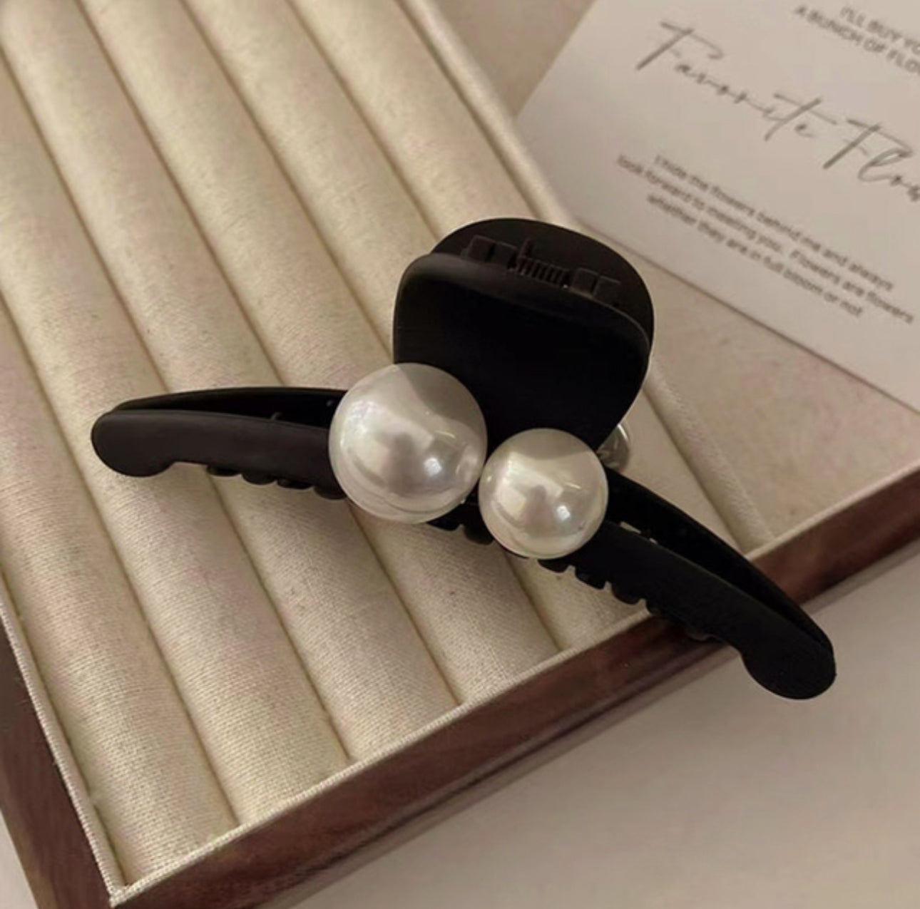 [Hair Claw] Twin pearl, Matte 11.5x5cm