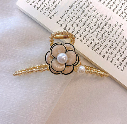 [Hair Claw] Camellia rope metal 11.5x4.5cm