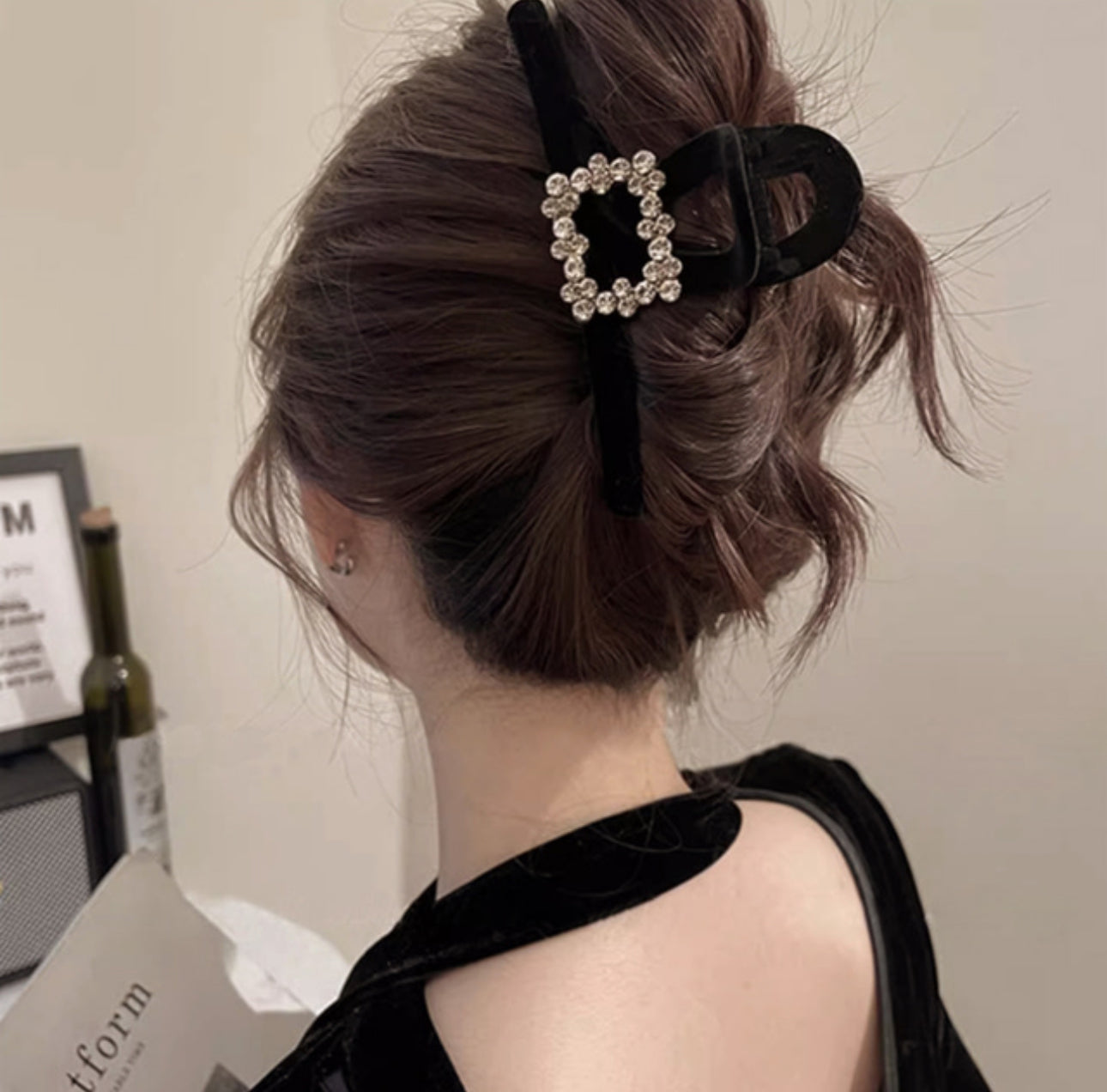 [Hair Claw] Square, Cubic, Velvet13x5cm