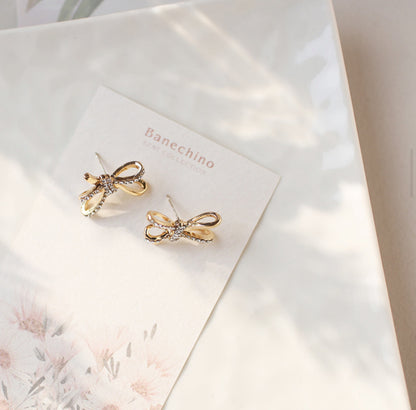 [Earrings]Double Ribbon (silver pin)2.2x1.5cm