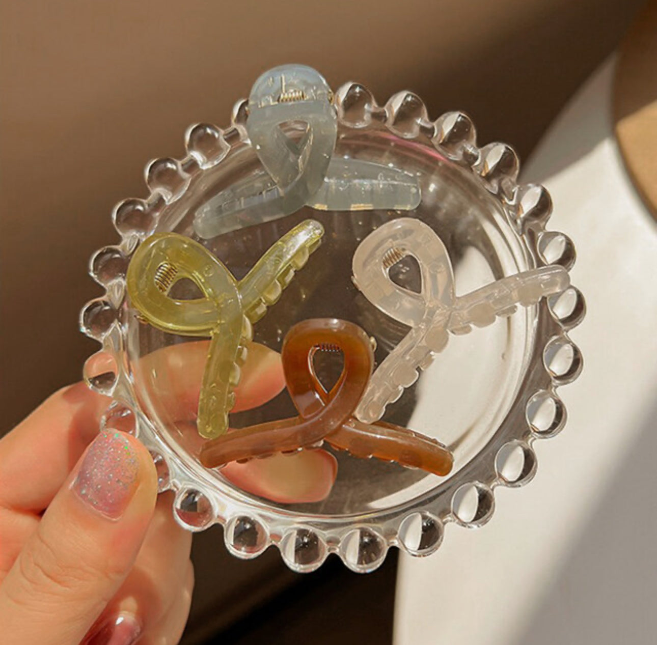 [Hair Claw] Warm Tone Color, Translucent, Glossy, Twist , mini 4.5x2.5cm