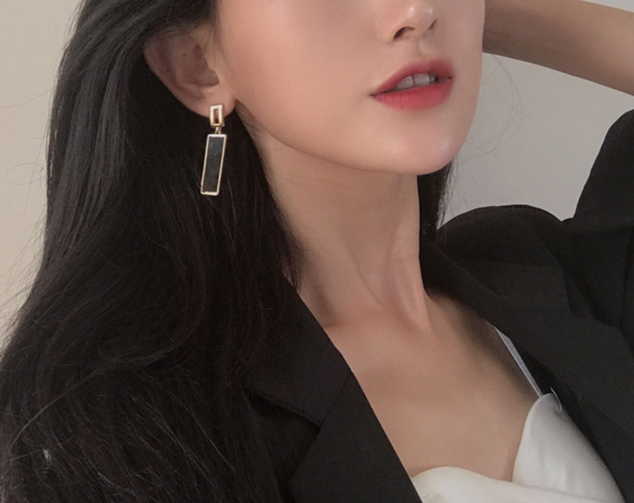 [Earrings]Square drop earrings 1x4.5cm