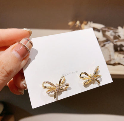 [Earrings]Double Ribbon (silver pin)2.2x1.5cm