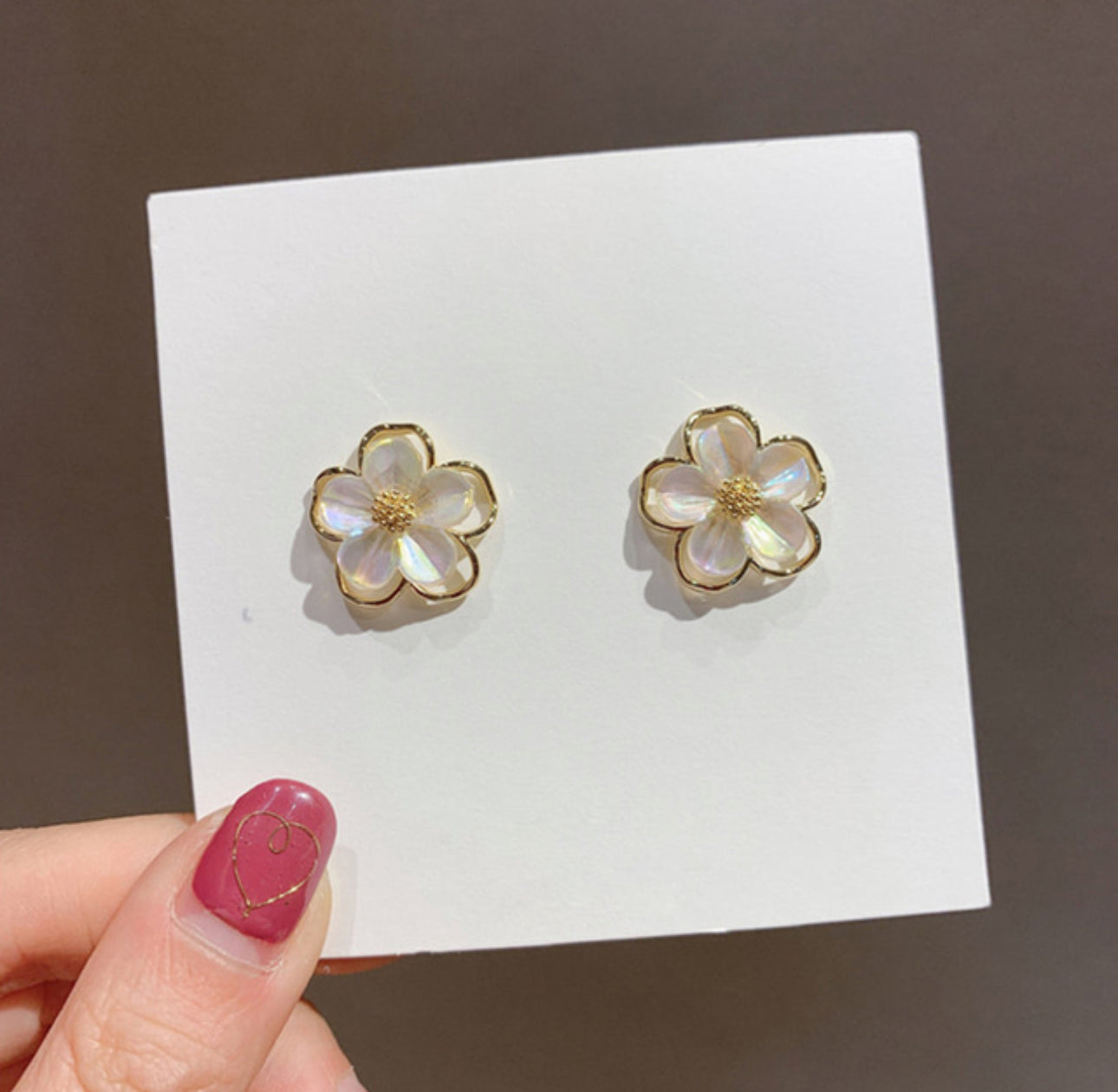 [Earrings]Gold line Flower earrings (silver pin) 1.8cm