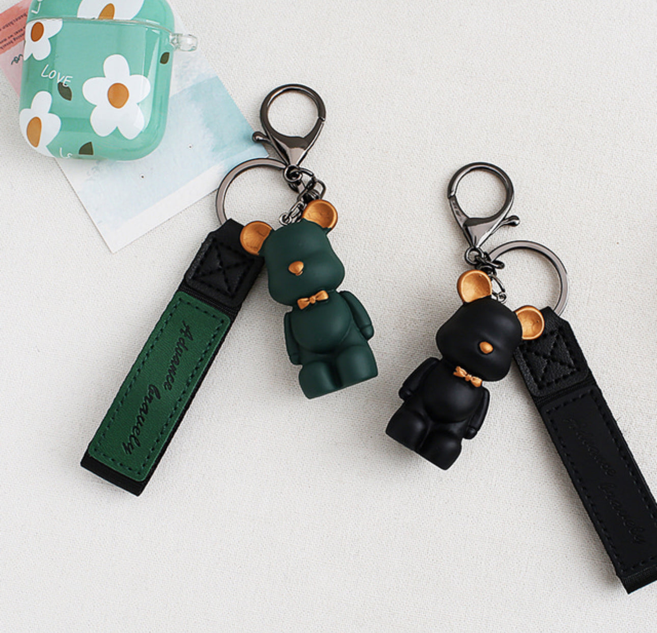 [Key Ring] Matt Bear Leather Strap Keyring