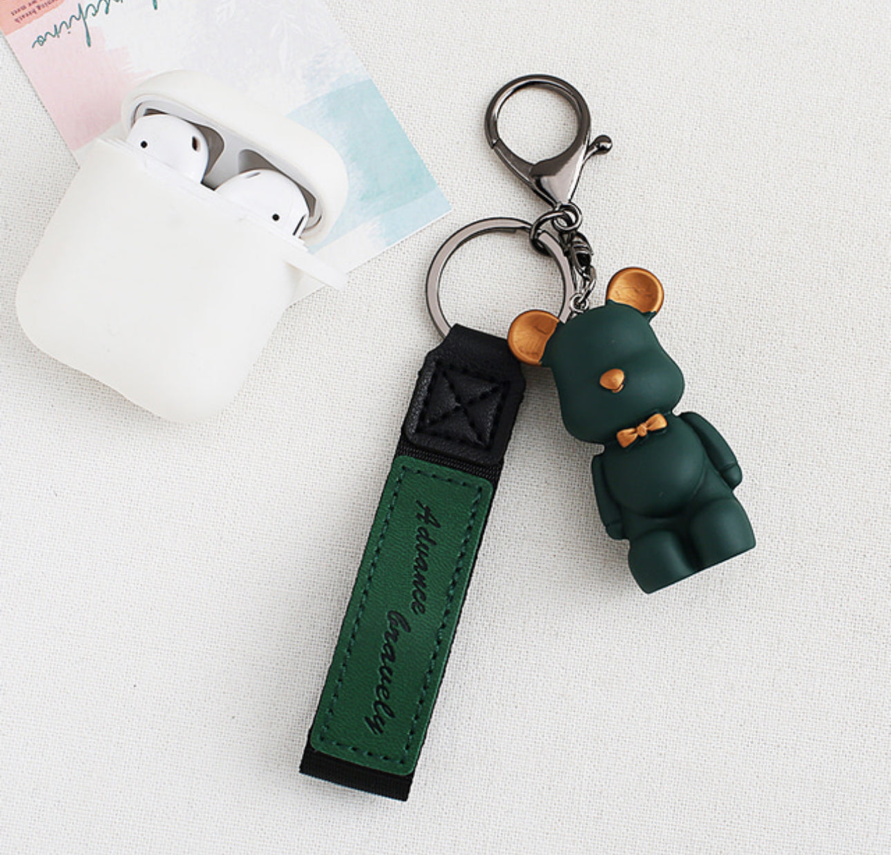 [Key Ring] Matt Bear Leather Strap Keyring