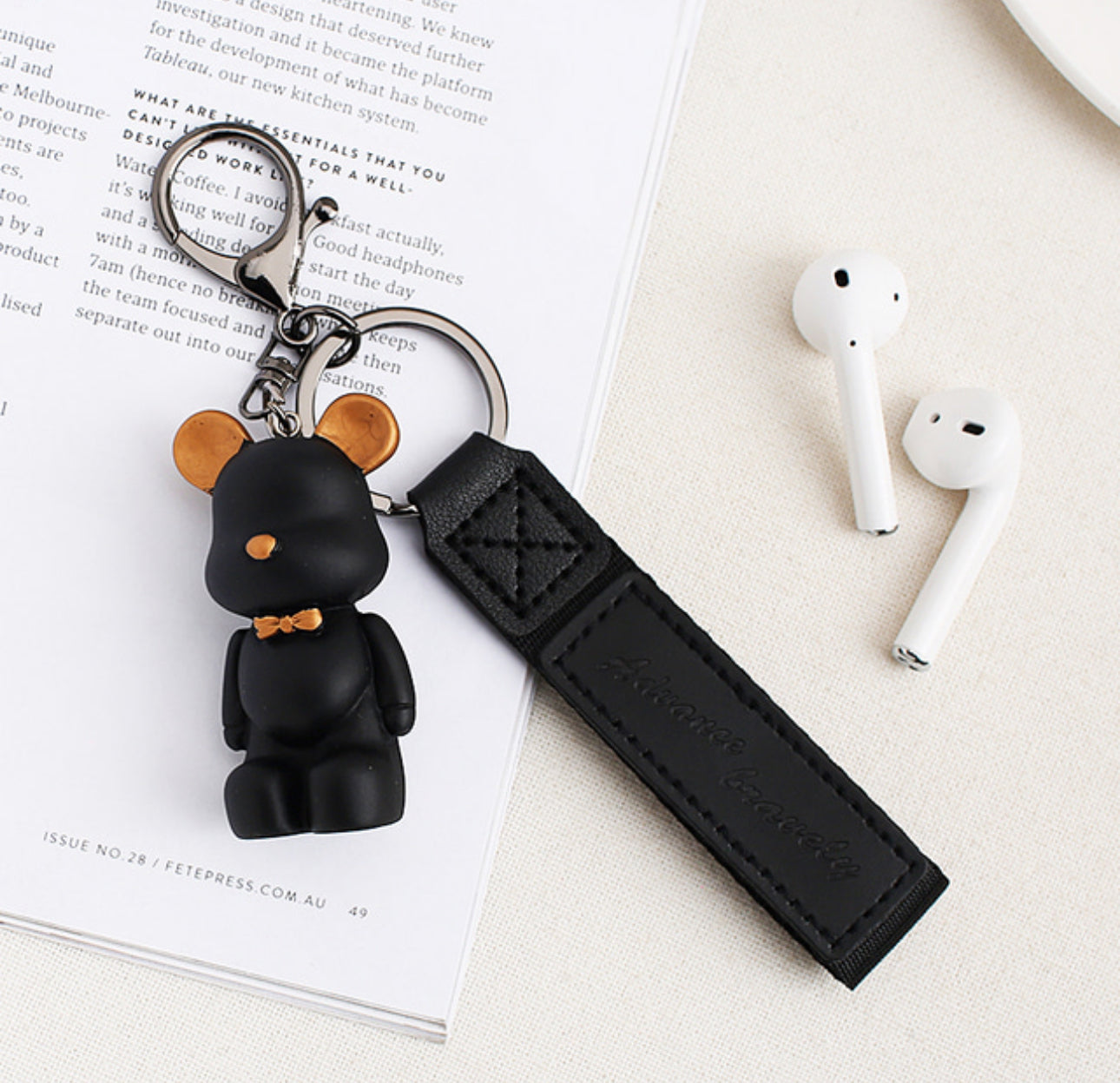 [Key Ring] Matt Bear Leather Strap Keyring