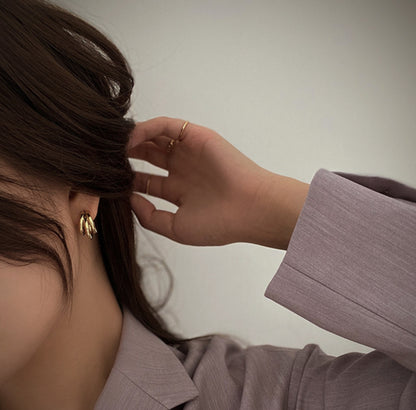 [Earrings]Triple Ring Earrings (silver pin)1.6cm