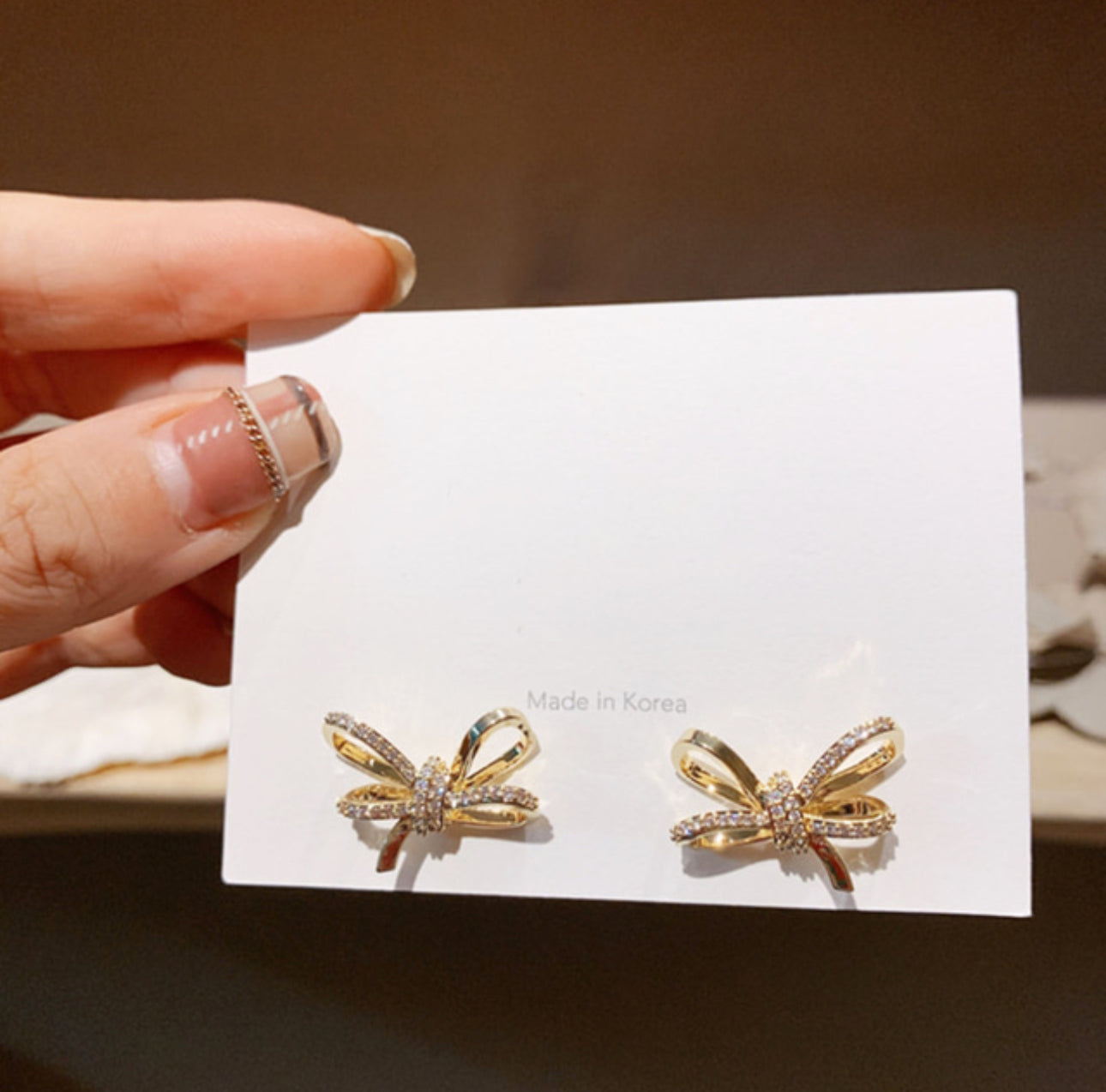 [Earrings]Double Ribbon (silver pin)2.2x1.5cm