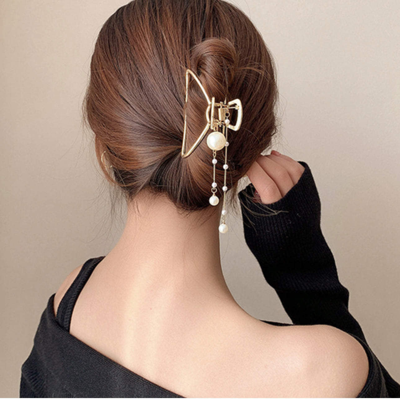 [Hair Claw]Pearl Drop 7.5x4.5cm