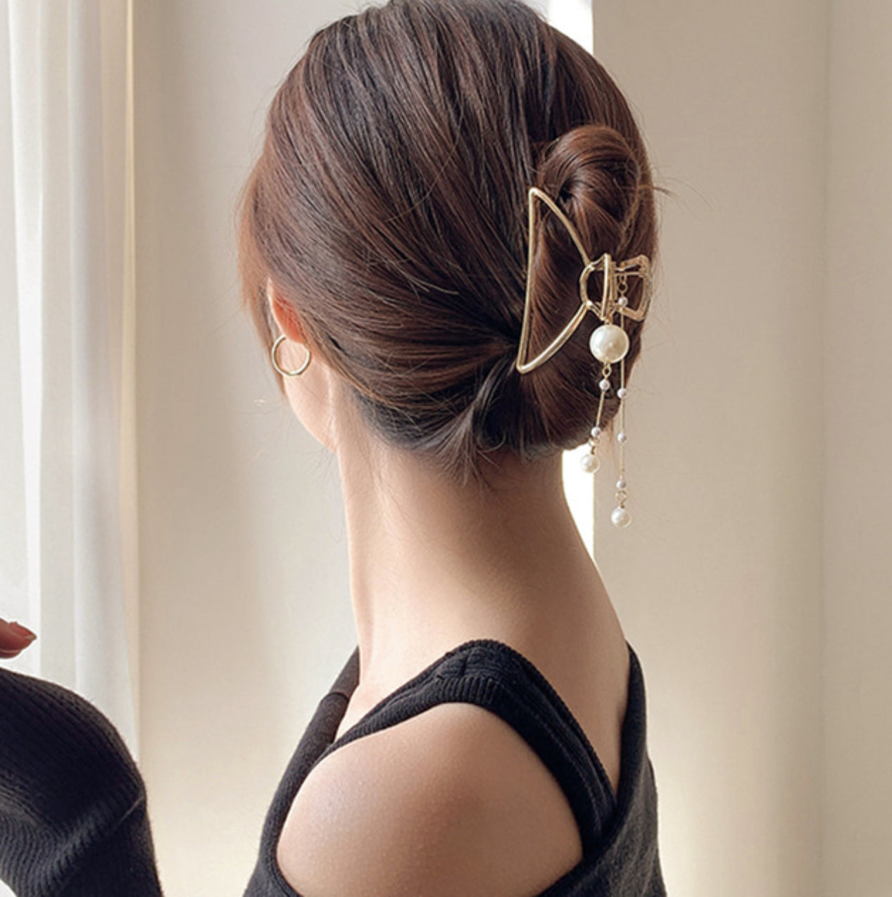 [Hair Claw]Pearl Drop 7.5x4.5cm