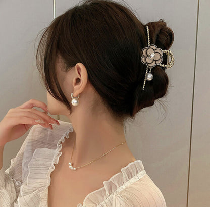 [Hair Claw] Camellia rope metal 11.5x4.5cm